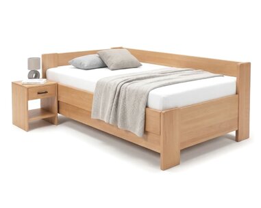 Rohová buková postel s roštem MIVA levá, 120x200