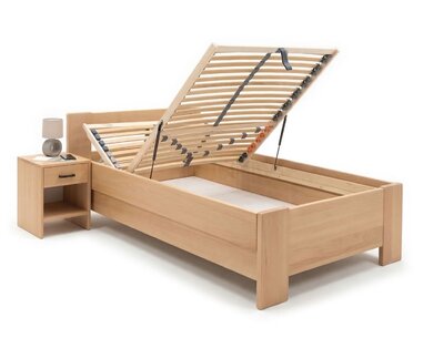 Zvýšená buková postel s roštem MIVA pravá, 100x200