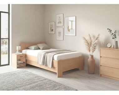 Zvýšená buková postel s roštem MIVA pravá, 100x200