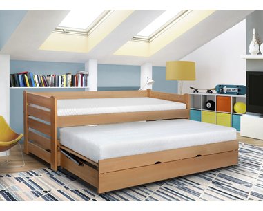 Rozkládací postel s úložným prostorem Doublemax, 90x200cm, masiv buk Rozkládací postel s úložným prostorem Doublemax, 90x200cm, masiv buk