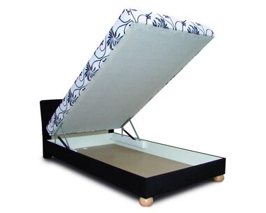 Zvýšená čalouněná postel s úložným prostorem ZAPA