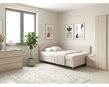 Čalouněná postel s roštem a matrací Elia, 90x200 cm