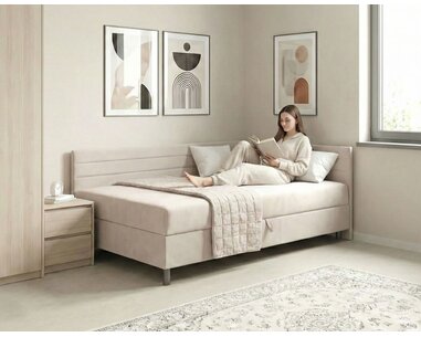 Čalouněná postel s roštem a matrací Elia, 90x200 cm