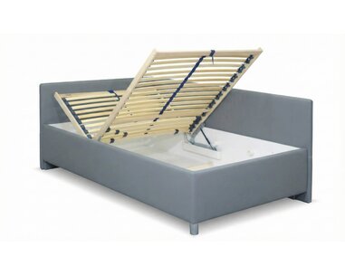 Zvýšená čalouněná postel s úložným prostorem Ryana, 90x200, šedá