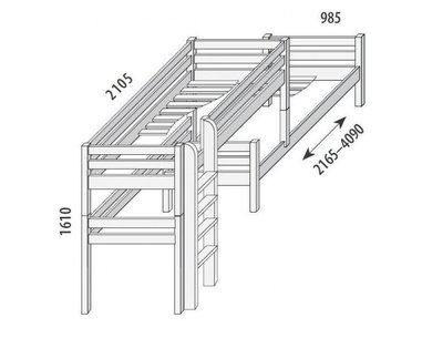Palanda posuvná DOMINO D860/BC nízká, masiv buk Palanda posuvná DOMINO D860/BC nízká, masiv buk