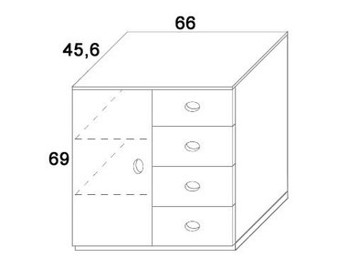 Komoda kombi D414/BC-Domino, masiv buk Komoda kombi D414/BC-Domino, masiv buk
