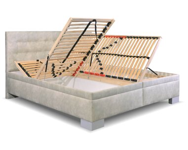 Zvýšená čalouněná postel s úložným prostorem Laterna