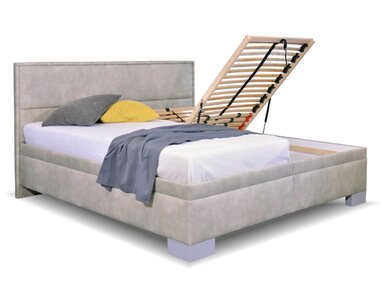 Zvýšená čalouněná postel s úložným prostorem Marila