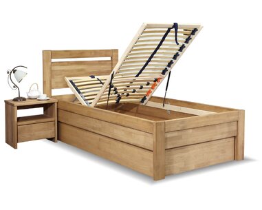 Zvýšená postel s úložným prostorem Klementin, 90x200, masiv buk