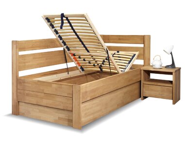 Zvýšená postel s úložným prostorem Academia, 80x200, 90x200, masiv buk, Levá