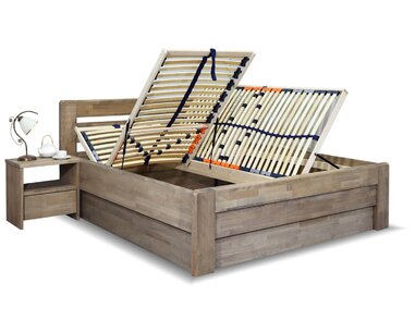 Postel dvoulůžko s úložným prostorem Primátor, masiv buk