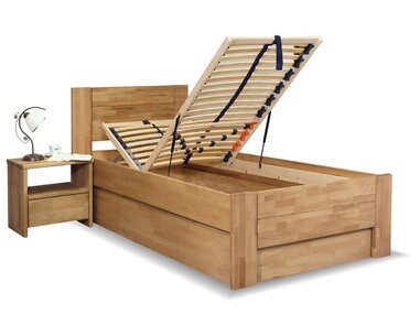 Postel s úložným prostorem Trinity 2, 80x200, 90x200, masiv buk
