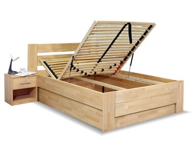 Postel s úložným prostorem Trinity, masiv buk, 140x200
