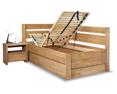 Postel s úložným prostorem Academia, 120x200, masiv buk, Pravá