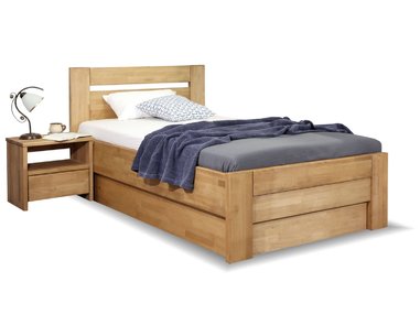 Zvýšená postel s úložným prostorem Orfeus, masiv buk, 120x200 Zvýšená postel s úložným prostorem Orfeus, masiv buk, 120x200