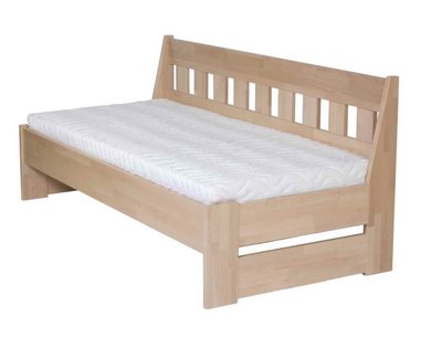 Postel z masivu - jednolůžko ARLETA senior lavice 90x200, buk - pohled č. 1