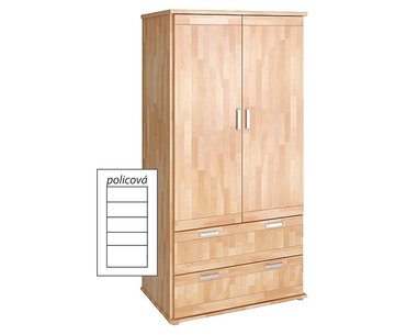 Šatní skříň dvoudvéřová Alfa-177, buk cink Šatní skříň dvoudvéřová Alfa-177, buk cink