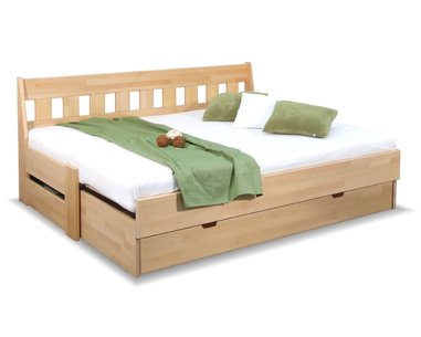 Dřevěná rozkládací postel ARLETA TWIN - lavice, masiv buk, 90-160x200cm - pohled č. 1