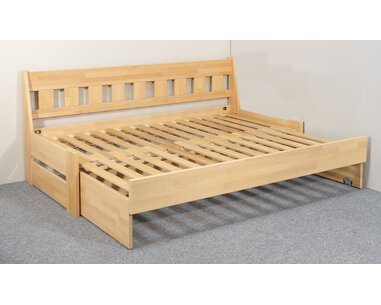 Dřevěná rozkládací postel ARLETA TWIN - lavice, masiv buk, 90-160x200cm - pohled č. 3