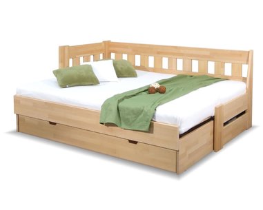 Dřevěná rozkládací postel ARLETA TWIN - LEVÁ, masiv buk, 90-160x200cm - pohled č. 1