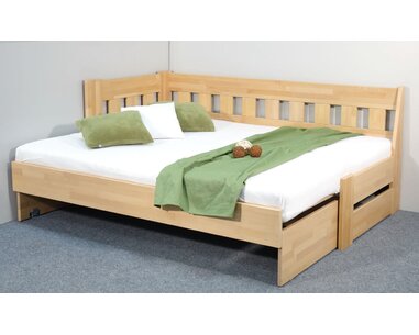 Dřevěná rozkládací postel ARLETA TWIN - LEVÁ, masiv buk, 90-160x200cm - pohled č. 2