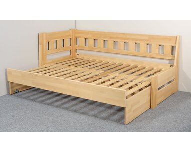 Dřevěná rozkládací postel ARLETA TWIN - LEVÁ, masiv buk, 90-160x200cm - pohled č. 3
