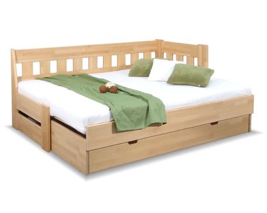 Rozkládací postel ARLETA TWIN - PRAVÁ, masiv buk, 90-160x200cm - pohled č. 1