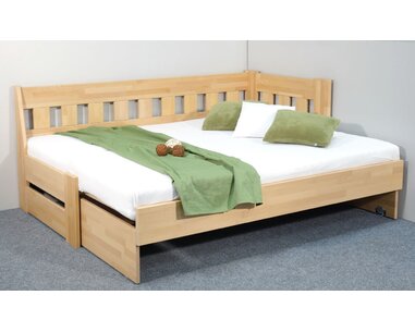 Rozkládací postel ARLETA TWIN - PRAVÁ, masiv buk, 90-160x200cm - pohled č. 2