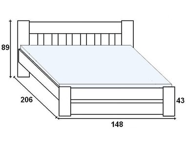 Postel z masivu FILIP senior 140x200, buk - pohled č. 2