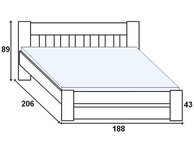 Postel z masivu - dvojlůžko FILIP senior 180x200, buk - pohled č. 2