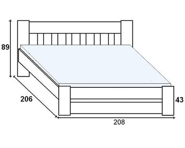 Postel z masivu - dvojlůžko FILIP senior 200x200, buk - pohled č. 2
