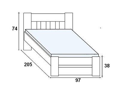 Postel z masivu - jednolůžko FILIP 90x200, buk - pohled č. 2