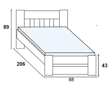 Postel z masivu - jednolůžko FILIP senior 80x200, buk - pohled č. 2