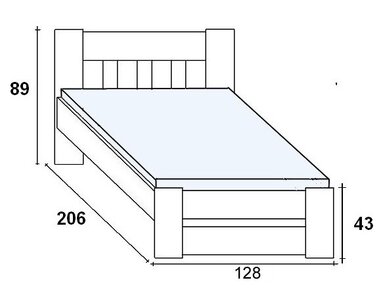 Postel z masivu - jednolůžko FILIP senior 120x200, buk - pohled č. 2
