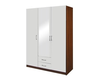 Šatní skříň třídveřová IA61530, ořech/bílá - pohled č. 1