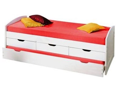 Zvýšená  postel s úložným prostorem a přistýlkou IA8806B 90x200, masiv borovice, bílá Zvýšená  postel s úložným prostorem a přistýlkou IA8806B 90x200, masiv borovice, bílá