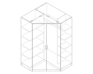 Rohová šatní skříň dvoudveřová IA11550, buk