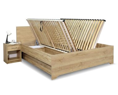 Postel dvoulůžko s úložným prostorem HUGO, boční výklop