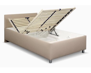 Zvýšená čalouněná postel s úložným prostorem Lyoneta, 90x200, hnědošedá