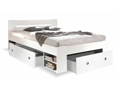 Zvýšená postel s úložným prostorem NEPOLI 140x200, bílá Zvýšená postel s úložným prostorem NEPOLI 140x200, bílá