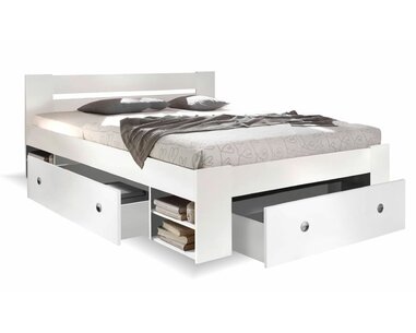 Zvýšená postel s úložným prostorem NEPOLI 160x200, bílá Zvýšená postel s úložným prostorem NEPOLI 160x200, bílá