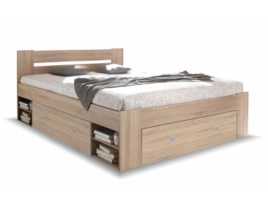 Zvýšená postel s úložným prostorem NEPOLI 140x200, dub sonoma Zvýšená postel s úložným prostorem NEPOLI 140x200, dub sonoma