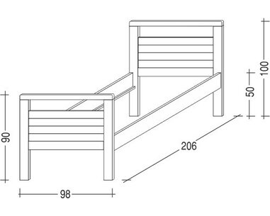 Postel z masivu Theo I. -Pečovatelská, 90x200,  masiv smrk