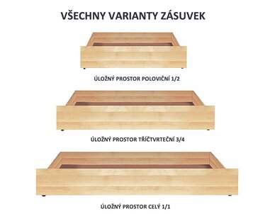 Úložný prostor celý pod postele BW, masiv buk