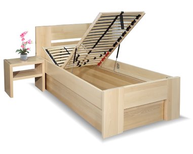 Zvýšená postel s úložným prostorem Matěj, 80x200, 90x200, masiv buk Zvýšená postel s úložným prostorem Matěj, 80x200, 90x200, masiv buk