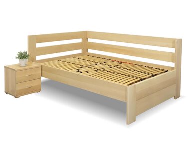 Zvýšená postel Valentin-Levá, 120x200 cm, masiv buk