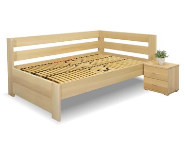 Zvýšená postel Valentin-Pravá, 120x200 cm, masiv buk