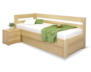 Rohová postel s úložným prostorem Valentin-Levá, 80x200, 90x200 cm, masiv buk Rohová postel s úložným prostorem Valentin-Levá, 80x200, 90x200 cm, masiv buk