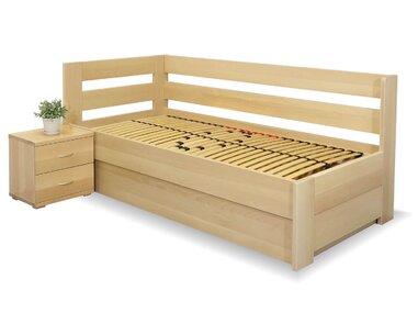 Postel s úložným prostorem Valentin-Levá, 80x200, 90x200 cm, masiv buk
