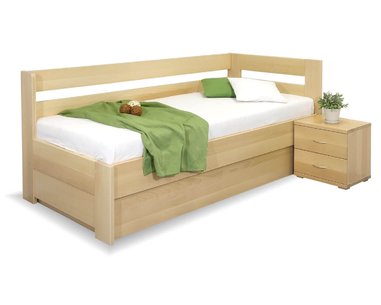 Rohová postel s úložným prostorem Valentin-Pravá, 80x200, 90x200 cm, masiv buk Rohová postel s úložným prostorem Valentin-Pravá, 80x200, 90x200 cm, masiv buk